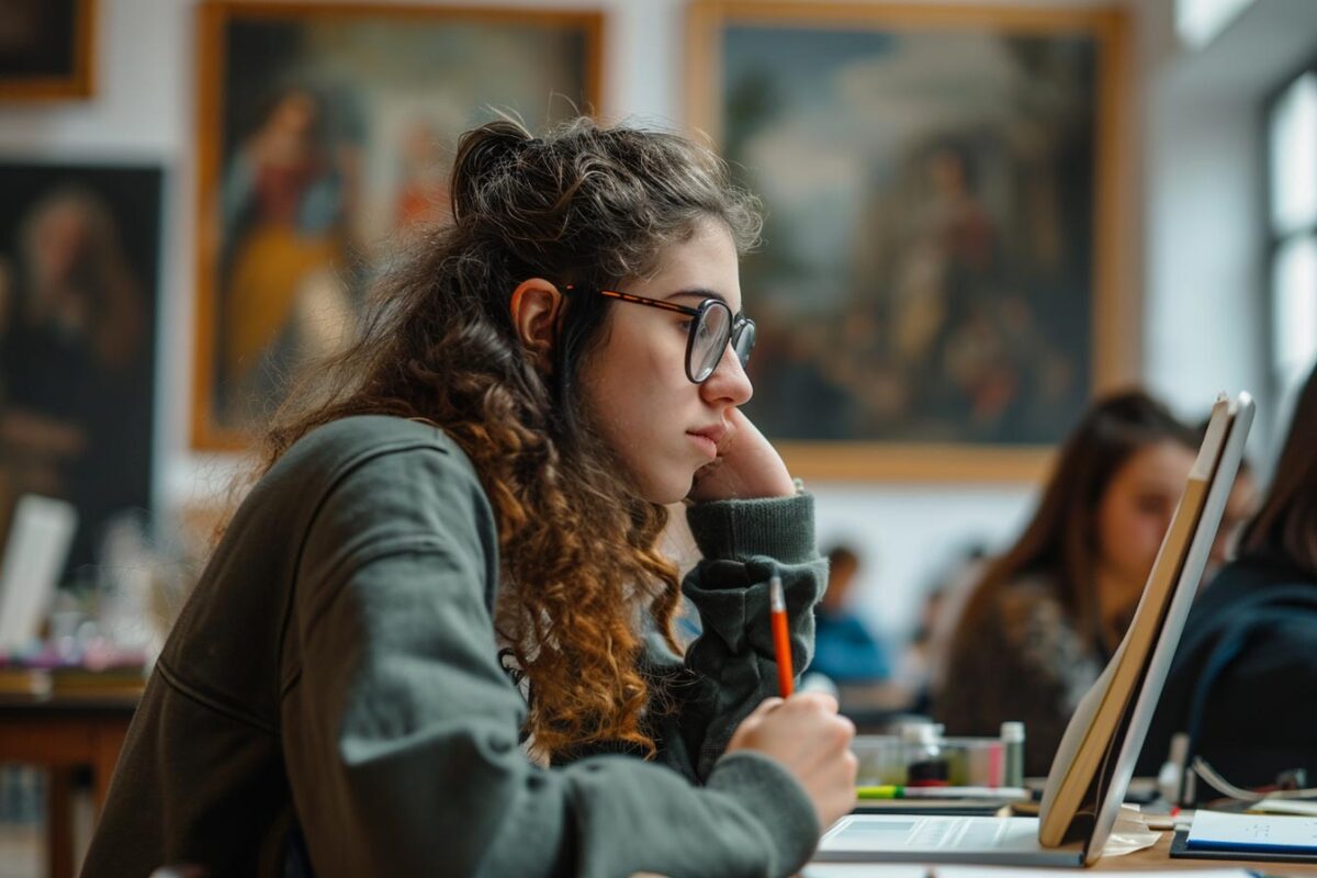 a woman on her laptop during an online course